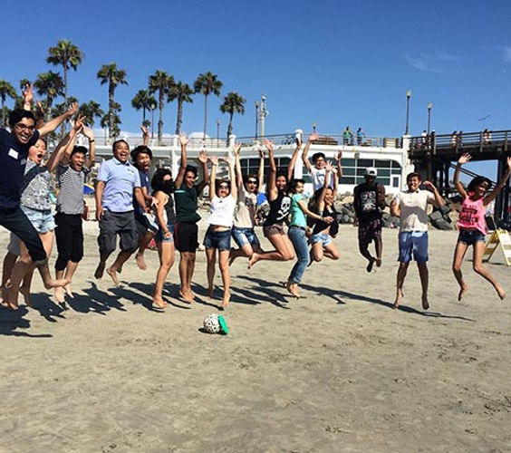 Students enjoying the beach